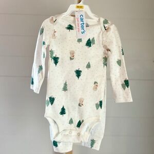 Carters Just One You Baby 12 Month Snowman Tree Long‎ Sleeve Bodysuit Pants Set